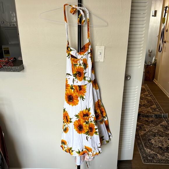Sunflower Print Halter Dress - Picture 1 of 1